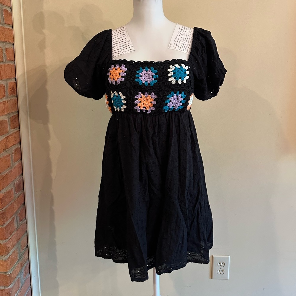 Le Lis Black Crochet Dress